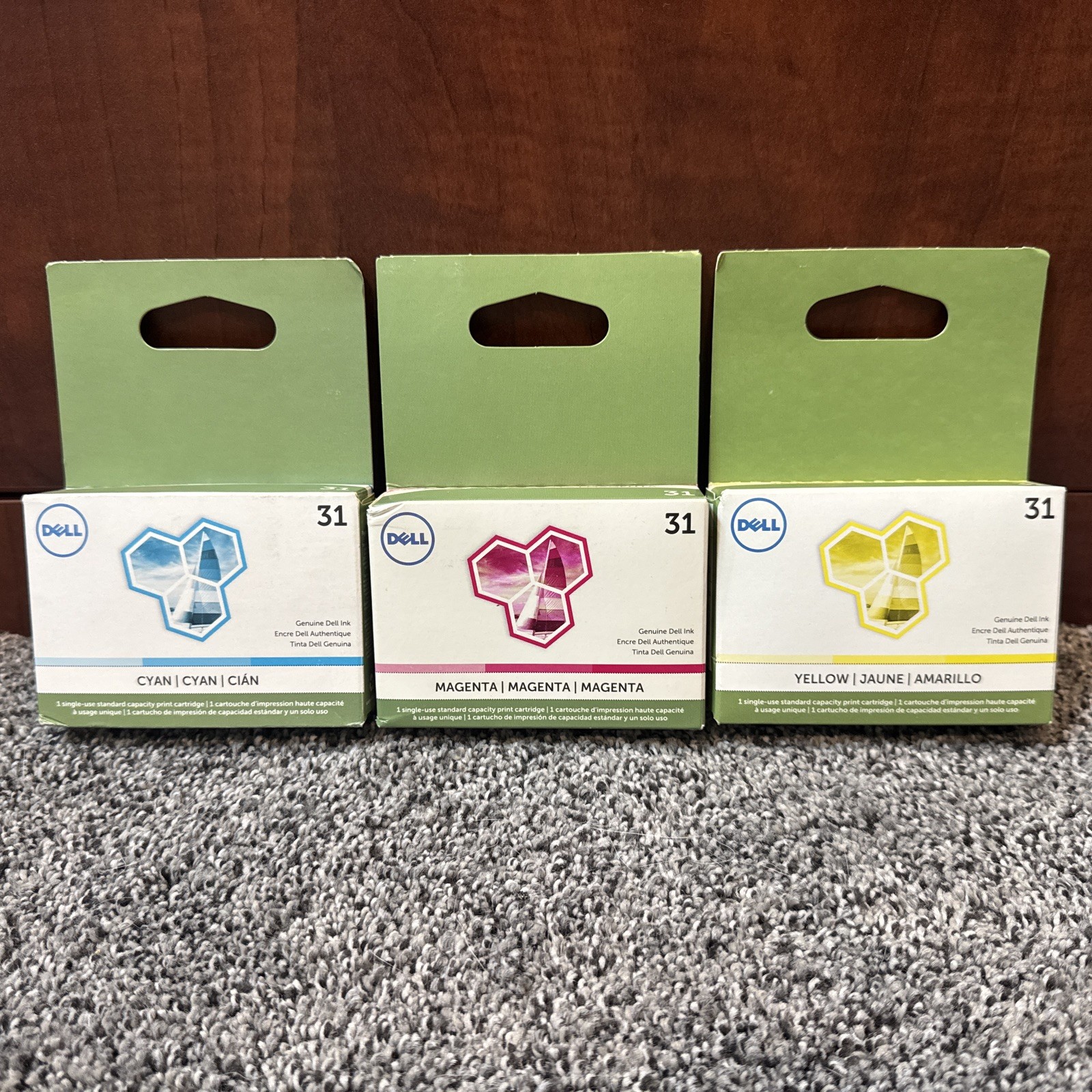 Genuine Dell Series 31 Ink Cartridges Cyan Magenta Yellow OEM NEW SEALED Lot 3