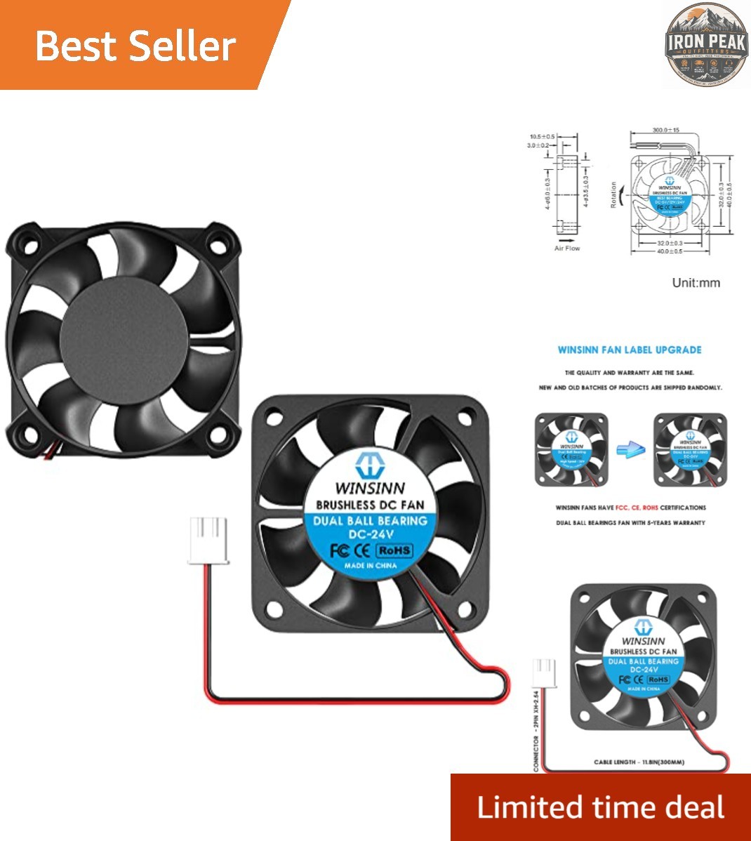 40mm Fan 24V Dual Ball Bearing for Ender 3 Pro CR-10S Pack of 2