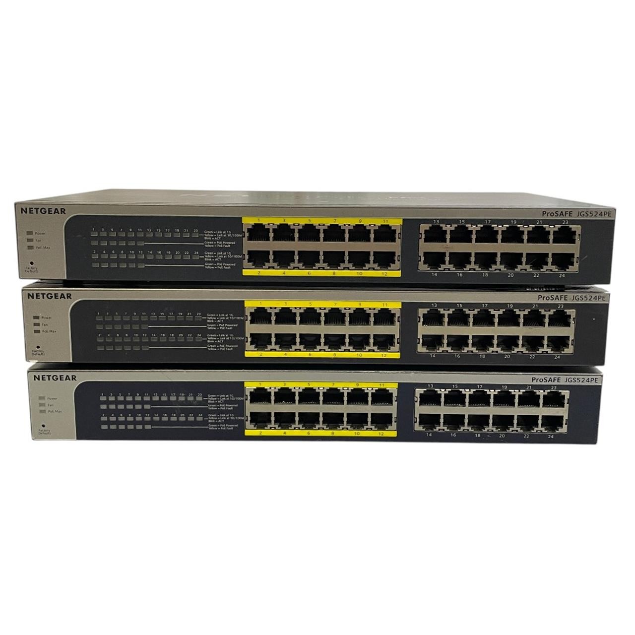 Lot of 3 | Netgear JGS524PE ProSAFE Plus 24-Port Gigabit Ethernet Switch