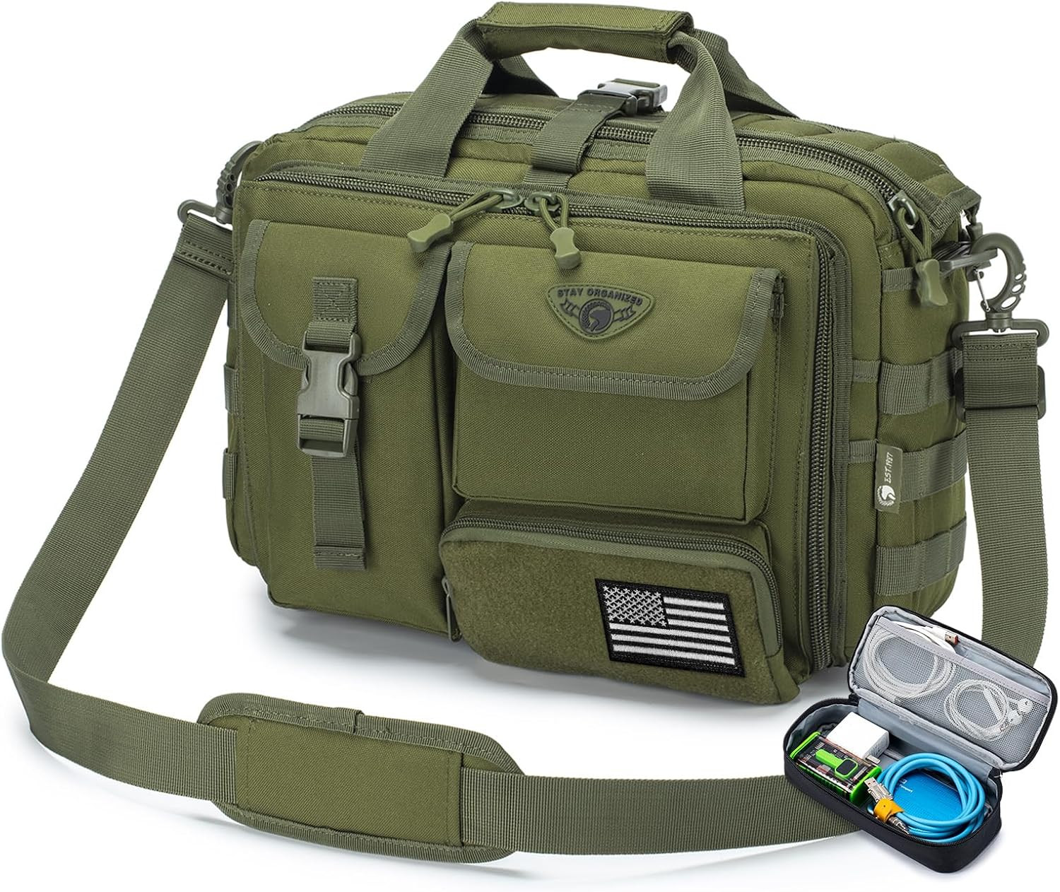 17.3" Tactical Laptop Bag Backpack Briefcase MOLLE 25L Cable Travel Organizer 