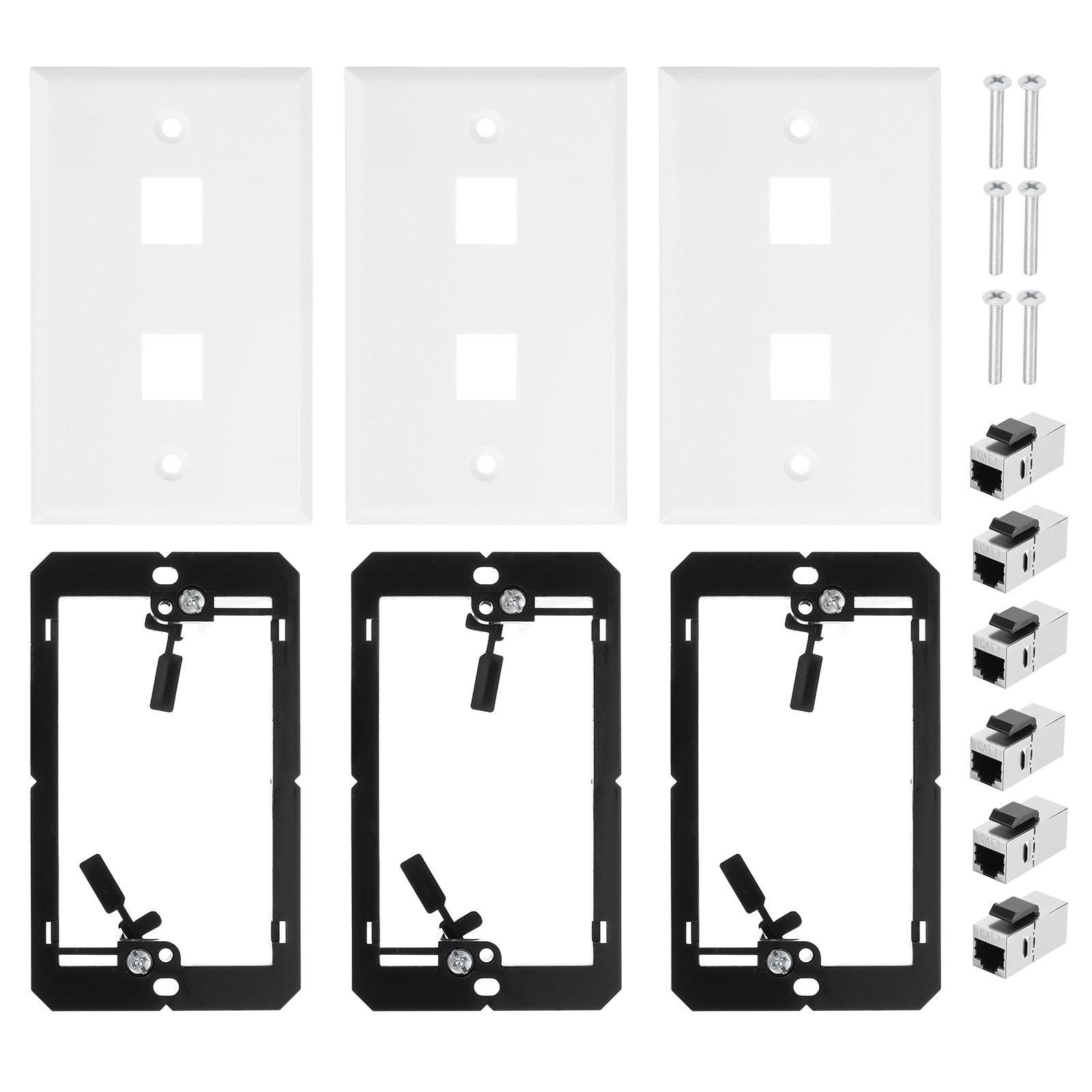 3 Pack Ethernet Wall Plate 2 Port Cat 7 Ethernet Wall Outlet Jack RJ45 Coupler