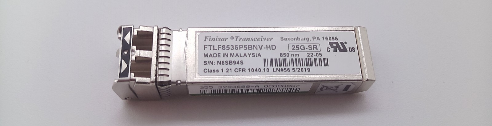 1pc Finisar FTLF8536P5BNV-HD 25GBASE-SR 25GbE SFP+ SR 100m 850nm - USED