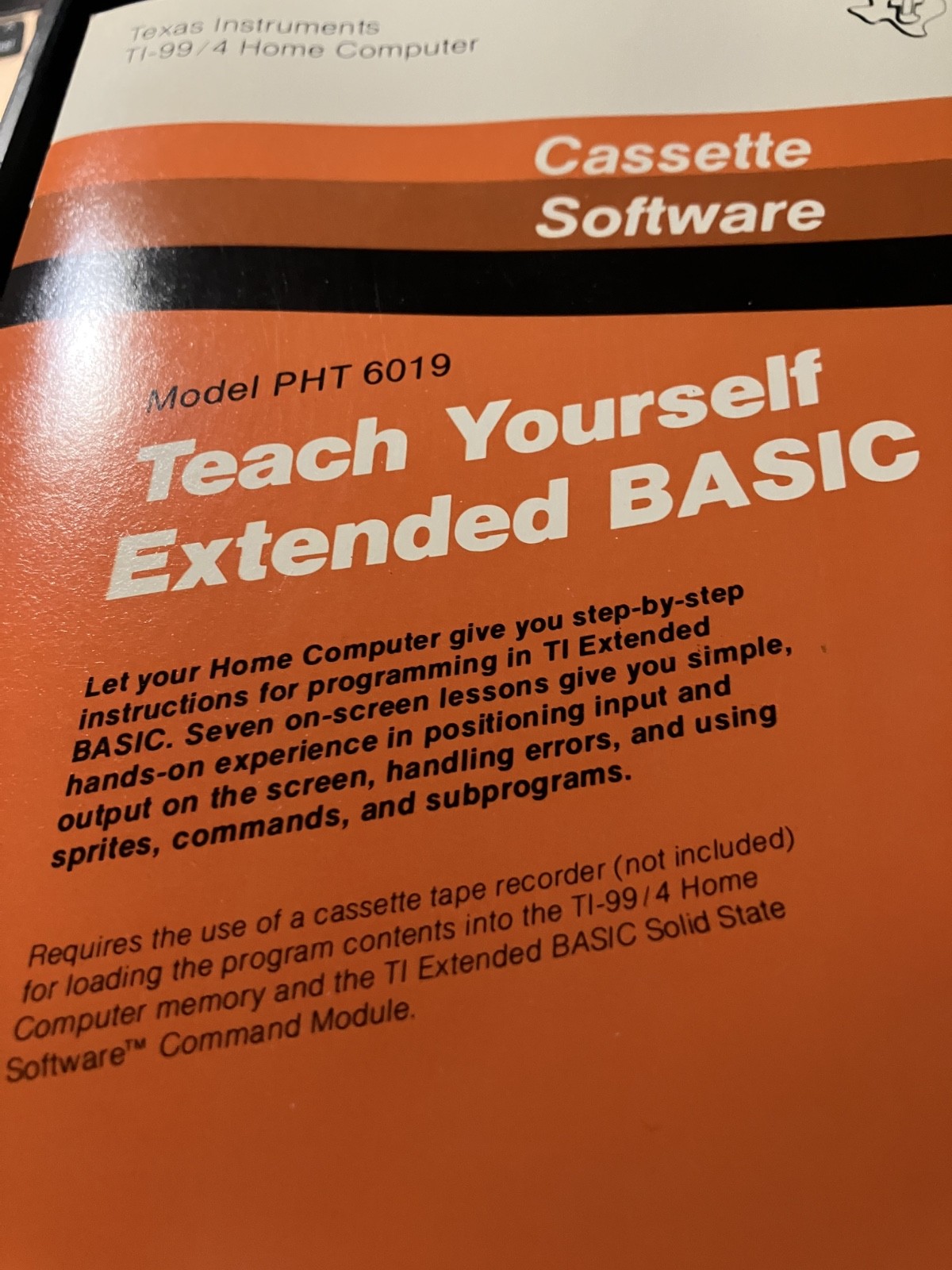 Texas Instruments Teach Yourself Extended BASIC cassette software