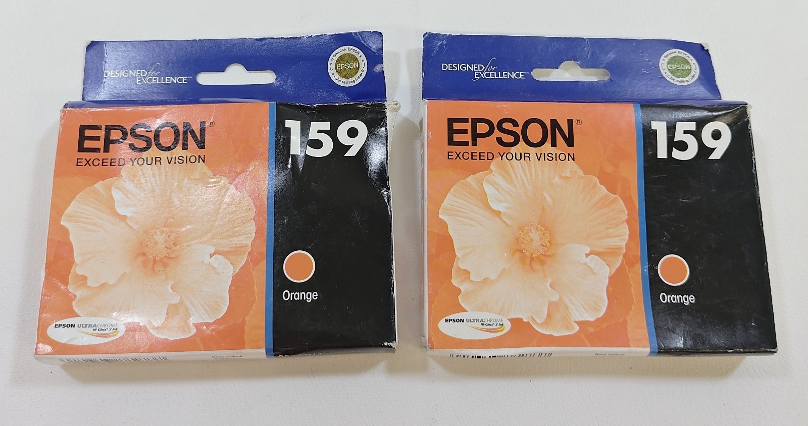 Lot Of 2 Genuine OEM Epson 159 Orange Ink Cartridge C13T159920 for R2000 SEALED