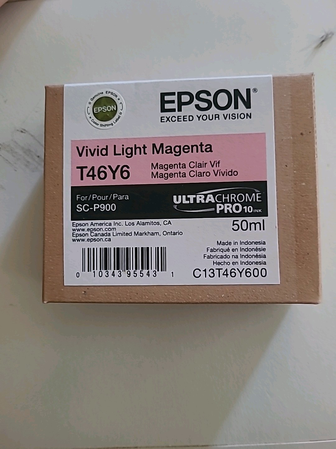 New Epson T46Y6 50ml Vivid Light Magenta Ink Cartridge Exp 05/25