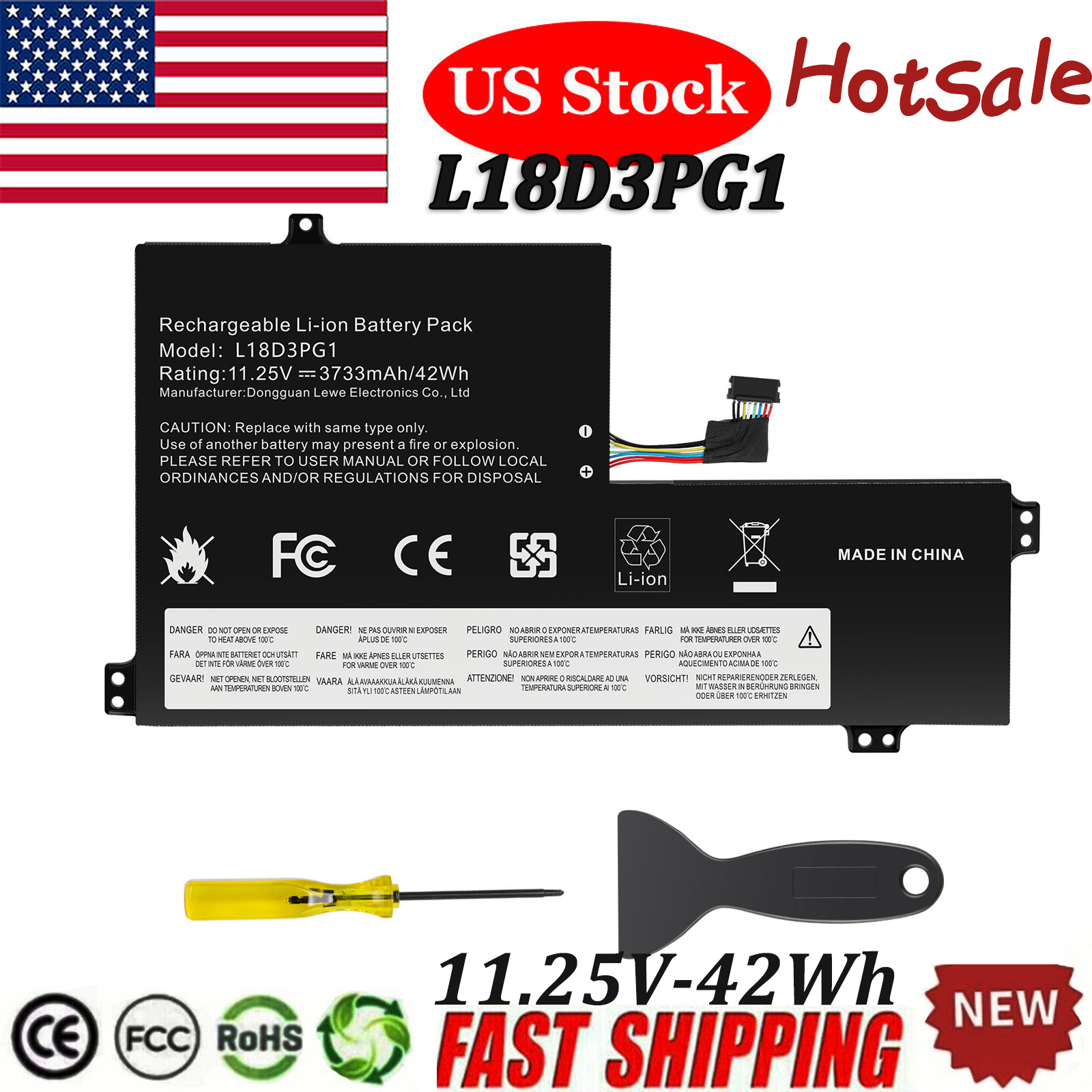 L18D3PG1 Laptop Battery For Lenovo 100E 300E 500E Chromebook 2nd Gen L17M3PB0