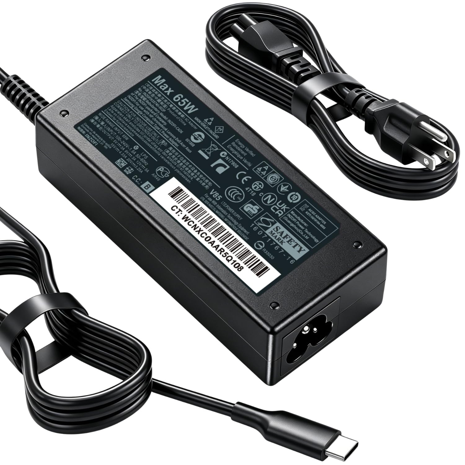 Universal PD 65W USB C Laptop Charger for HP  Pavilion Envy Spectre, Type C P...