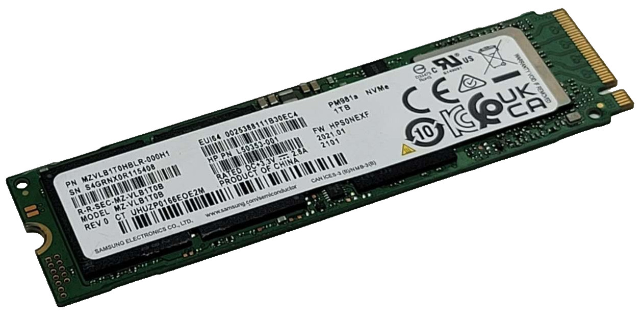 HP Samsung PM981a 1TB NVMe M.2 SSD SOLID STATE DRIVE MZ-VLB1T0B 100% HEALTH