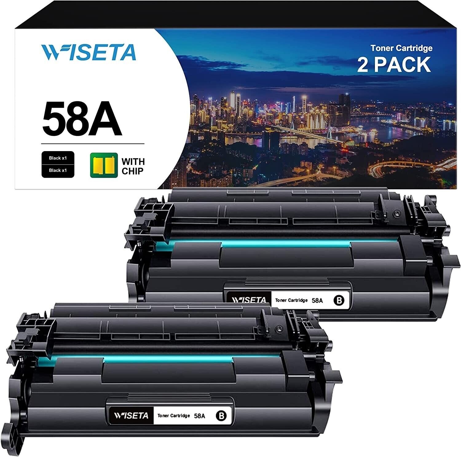 2x 58A Replacement Toner Cartridge with Chip for HP M304, M404, M406, M428, M430