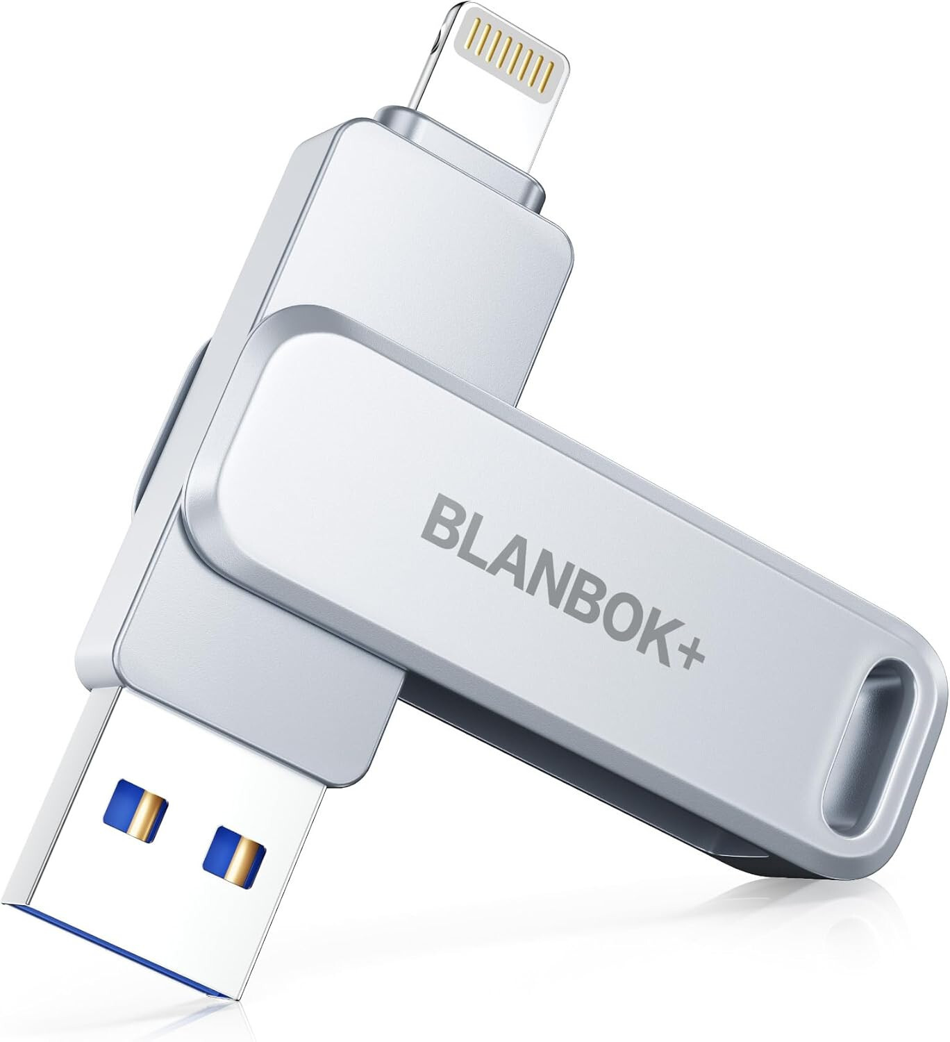 MFI Certified USB Flash Drive USB 128GB for iPhone, Blanbok + Pen USB 3 IN 1 (X3J)