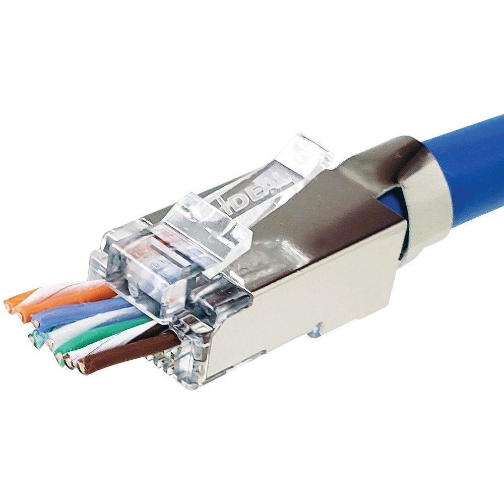 Ideal 85-369 Shielded Feed-Thru CAT-6A/6/5-E Modular Plugs, 50-Count