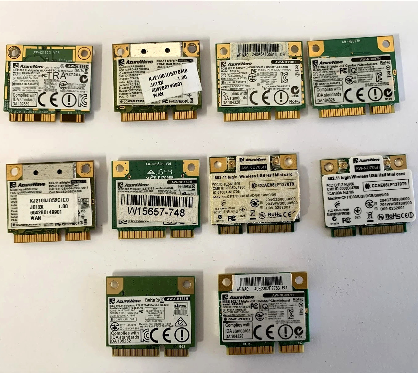 Lot of 10 - AzureWave Wi-Fi Modules WLAN WiFi Card