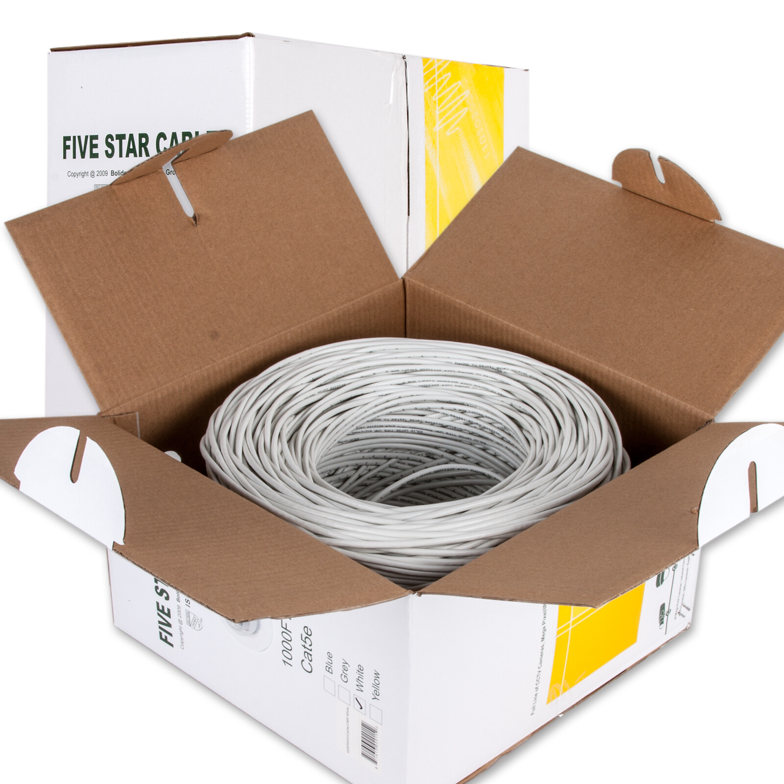 Cat5e 1000Ft CMR Rated 24AWG Solid Bare Copper Conductor UTP PVC Jaket