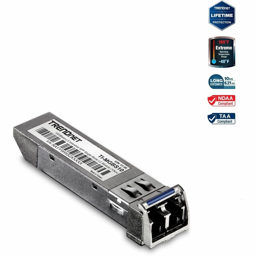 TRENDnet TI-MGBS10 1000Base-LX Industrial SFP Single-Mode LC Module (10km)