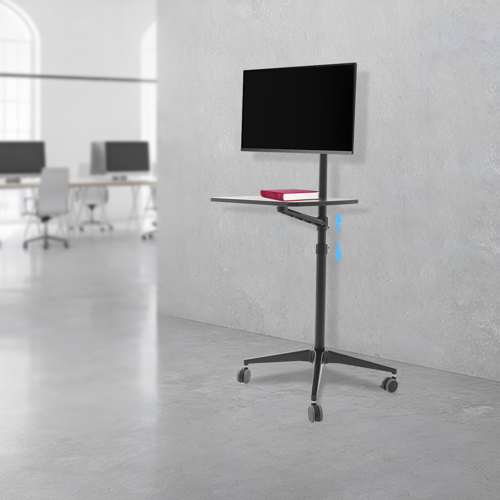 Height Adjustable Mobile Laptop Stand 32" UK Rolling Desk with Wheels Black