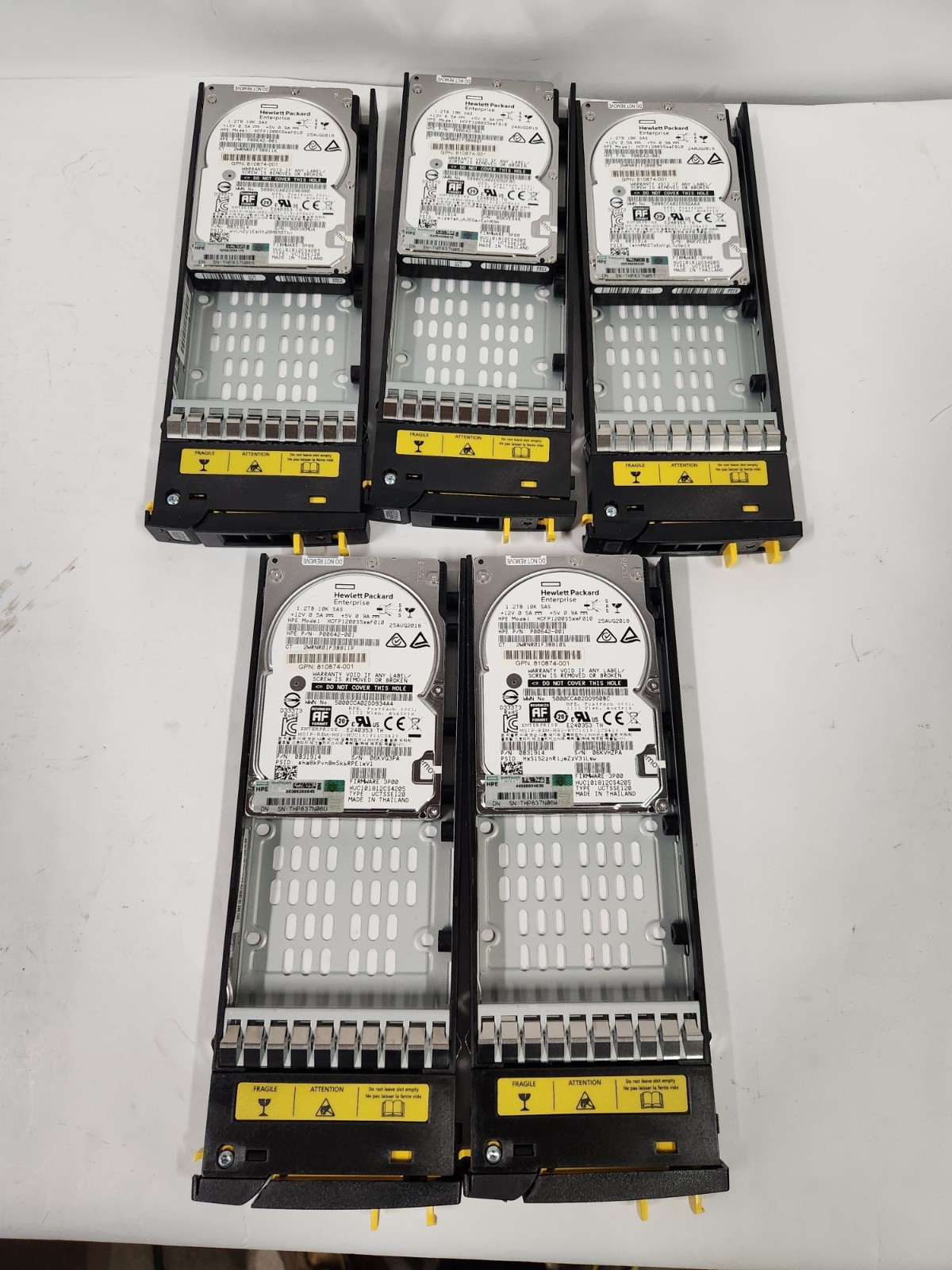 LOT OF (5x) HPe 3PAR StoreServ 8000 1.2 TB 10K 2.5" SAS HDD HCFP1200S5xeF010