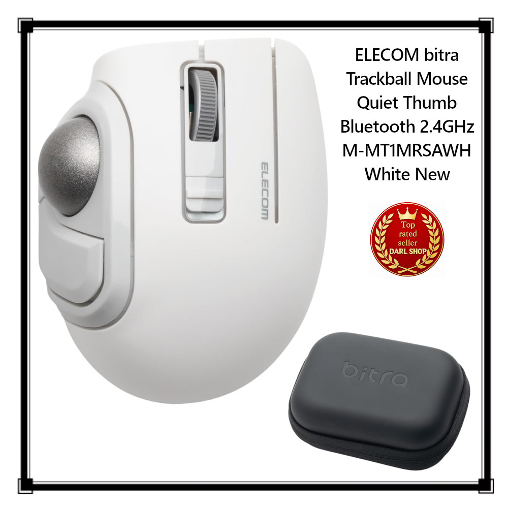 ELECOM bitra Trackball Mouse Quiet Thumb Bluetooth 2.4GHz M-MT1MRSAWH White New