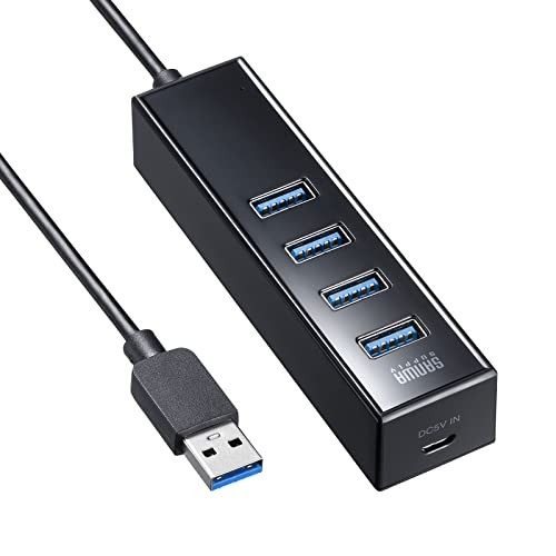 Sanwa Supply Magnetic USB 3.2 Gen1 4-Port Hub USB-3H405BKN
