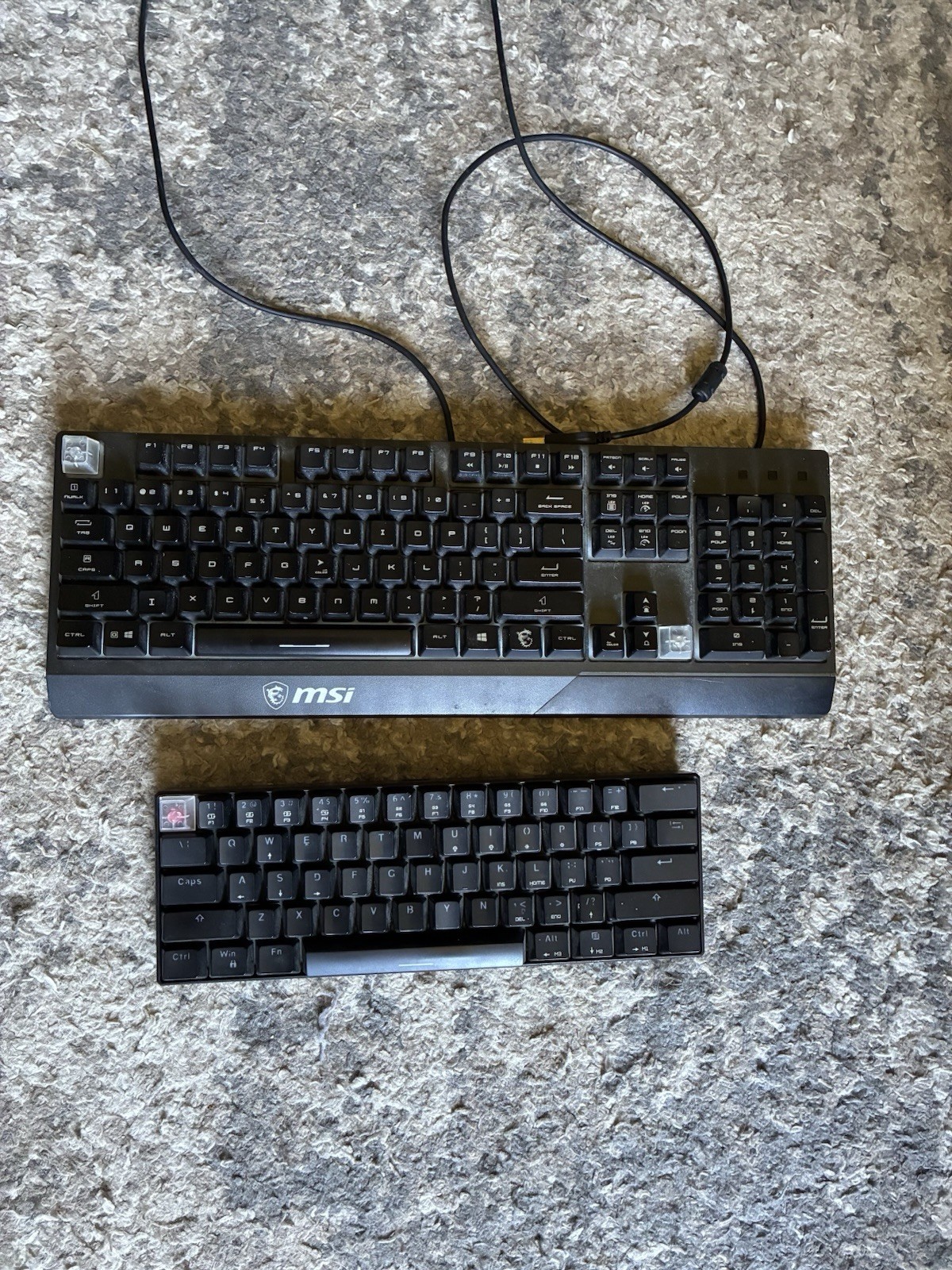 Lot of 2 Keyboards, MSI VIGOR GK30 Gaming Keyboard & Motospeed CK61 60% WORKING