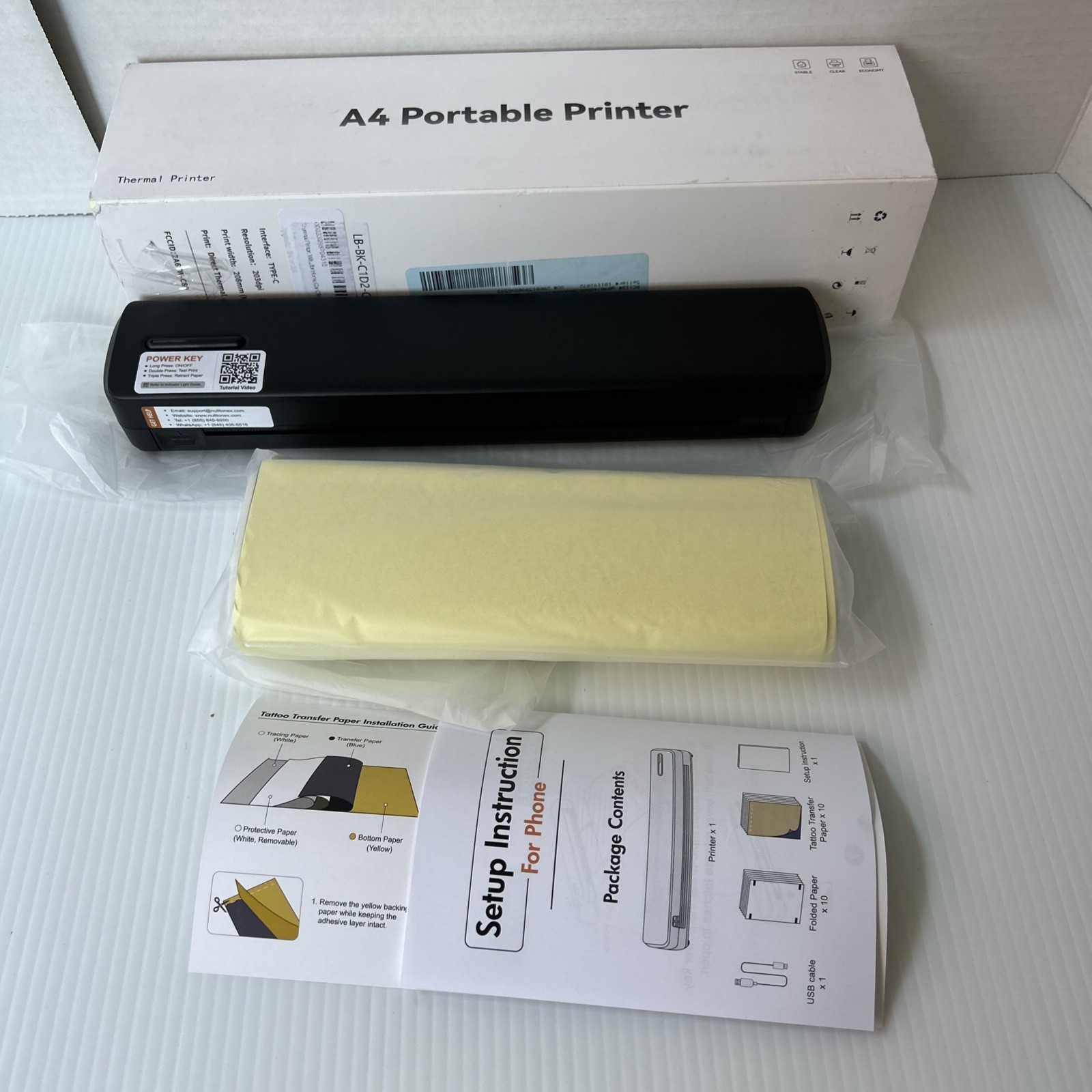 NEW！A4 Portable Wireless Inkless Thermal Printer Bluetooth Mobile Printer