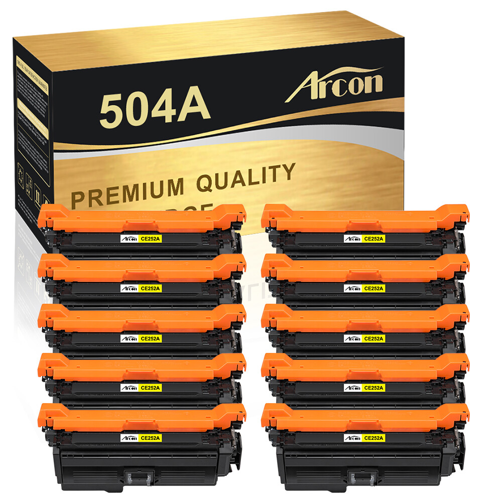 10 PACK Yellow CE252A 504A Toner for HP Color LaserJet CP3525dn CP3525n CP3525x