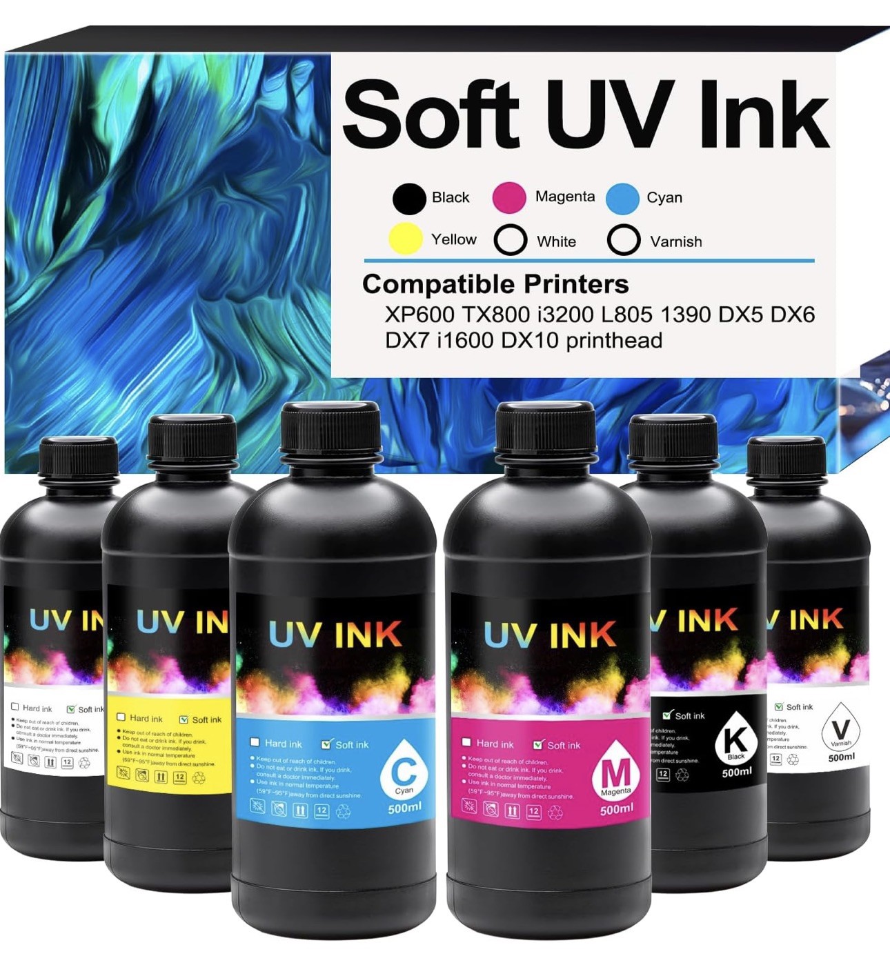 UV Curable ink for Epson PRINTERS  XP600 TX800 L800 DX5 DX7 DX8 I3200 i1600 DX10