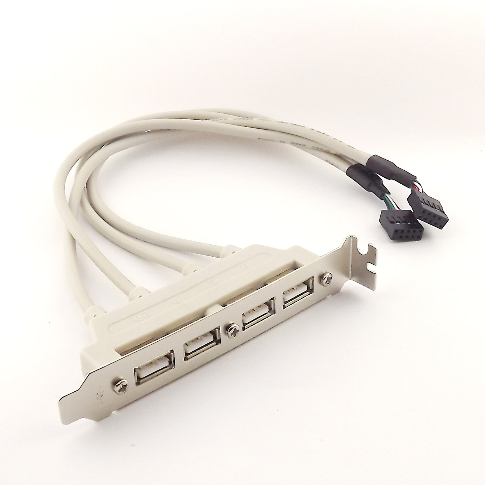 1pcs Dual Mainboard 9 Pin Header to 4 Ports USB 2.0 Female Cable PCI Bracket 1FT