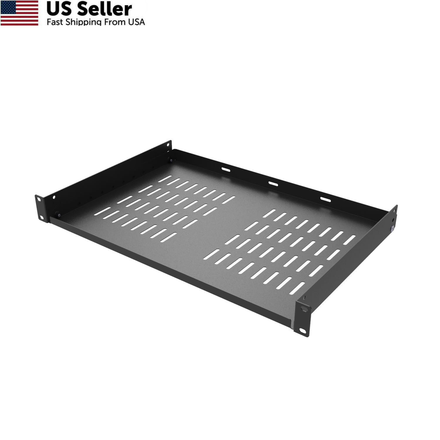 QiaoYoubang 1U Disassembled Universal Server Rack Shelf Steel 12 inch, Black