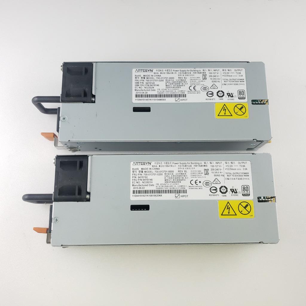 Lot of 2 IBM 700-013701-0200 900W Power Supply 94Y8145 94Y8146