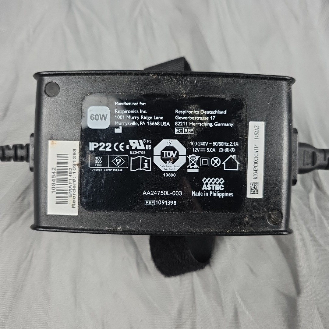 Astec AA24750L-003 Adapter For Respironics System One 60 Series 12V-5A 1091398