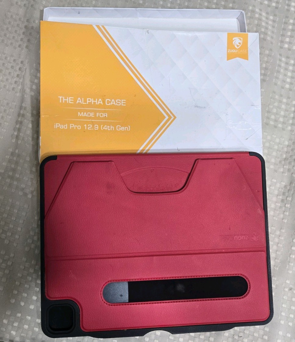 ZUGU Alpha Case iPad Pro 12.9 4th Gen 2020 Red Magnetic Stand Pencil Holder Slim
