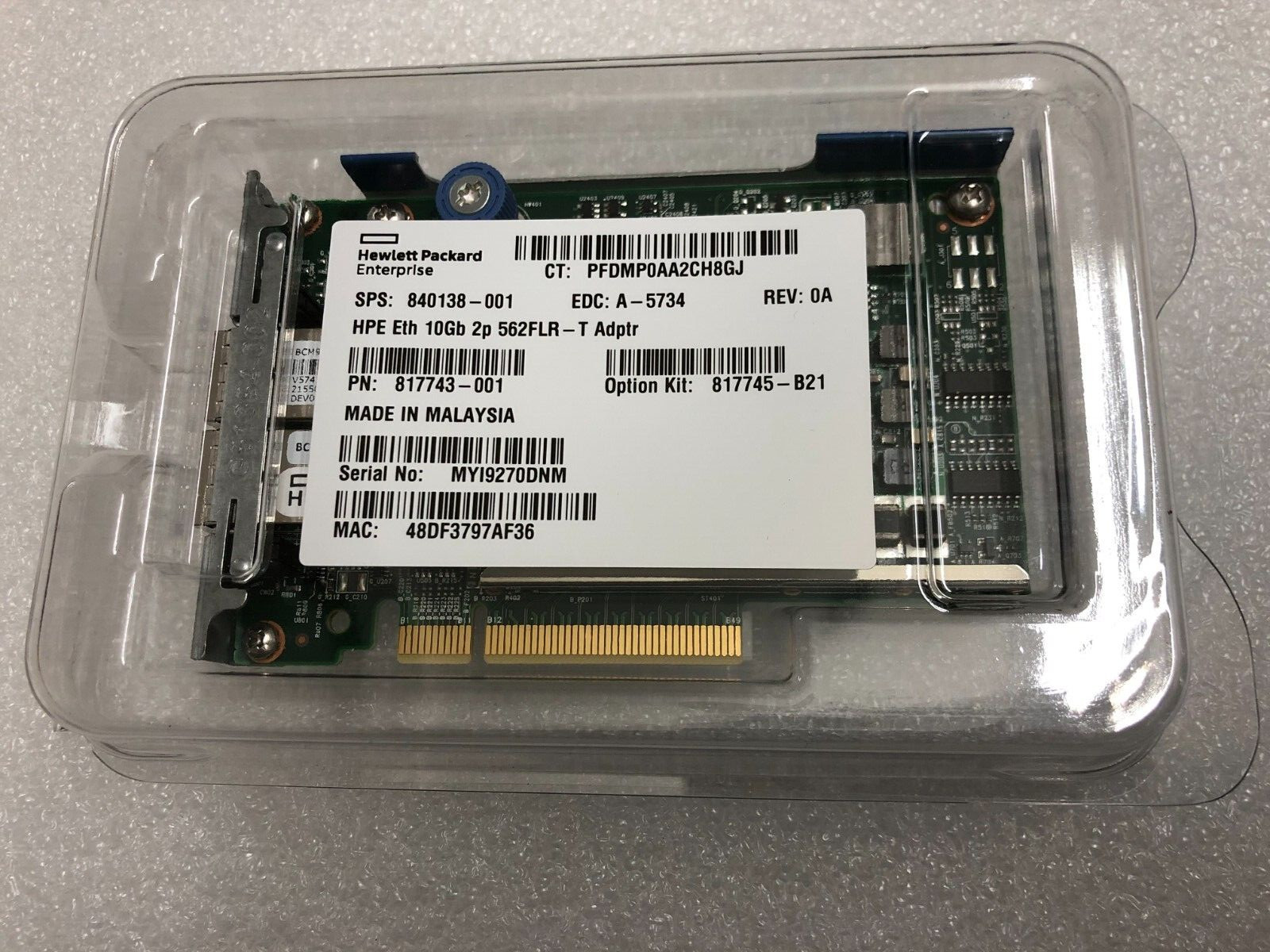 817745-B21 840138-001 HPE Ethernet 10Gb 2-port 562FLR-T Adapter 817743-001