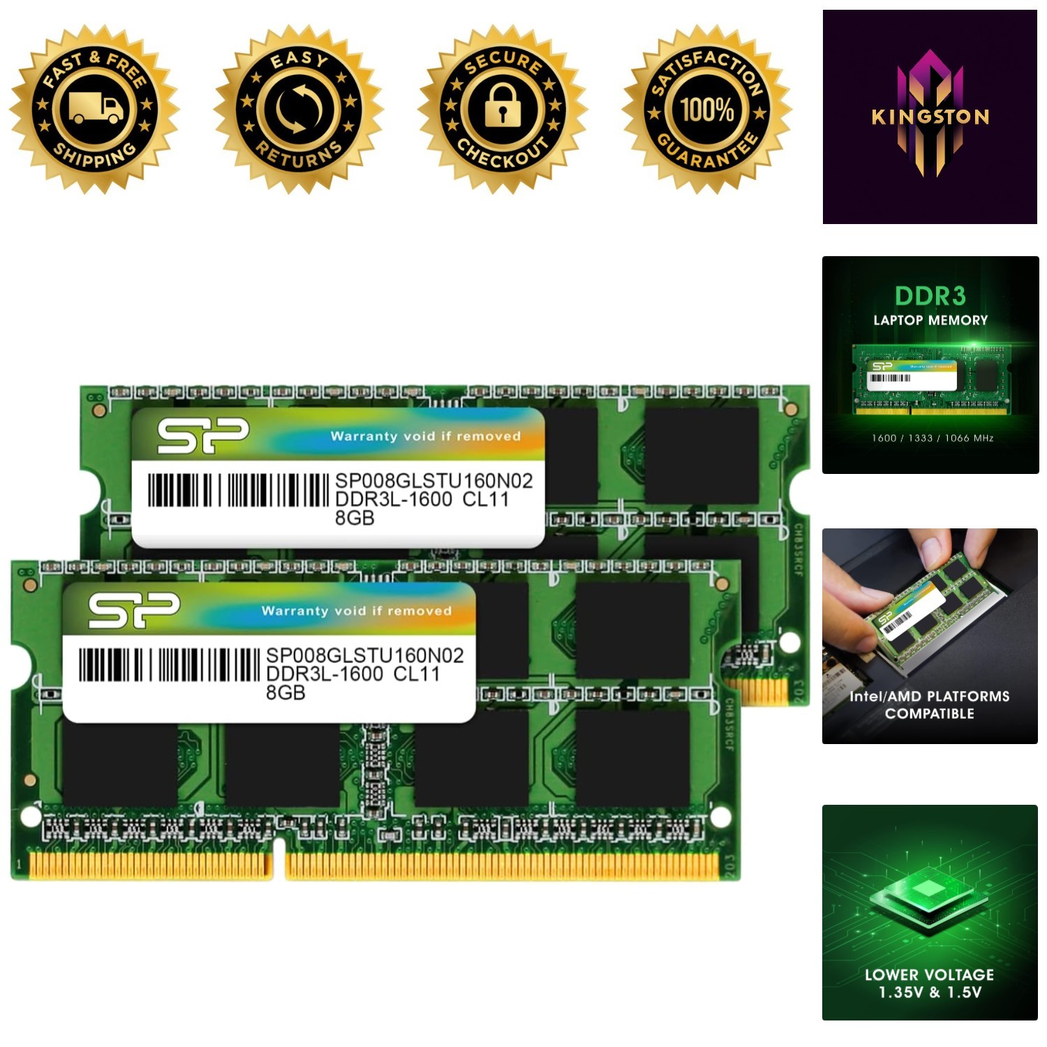 Silicon Power 16GB (2x8GB) 1600MHz SODIMM RAM for MacBook Pro/iMac Compatibility