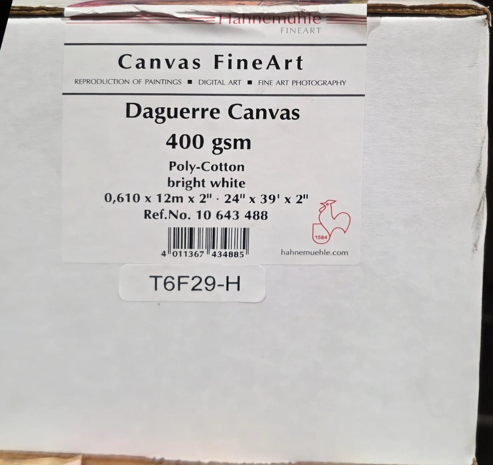 HAHNEMUHLE FINEART DAGUERRE CANVAS 24" X 39FT POLY COTTON 400 GSM