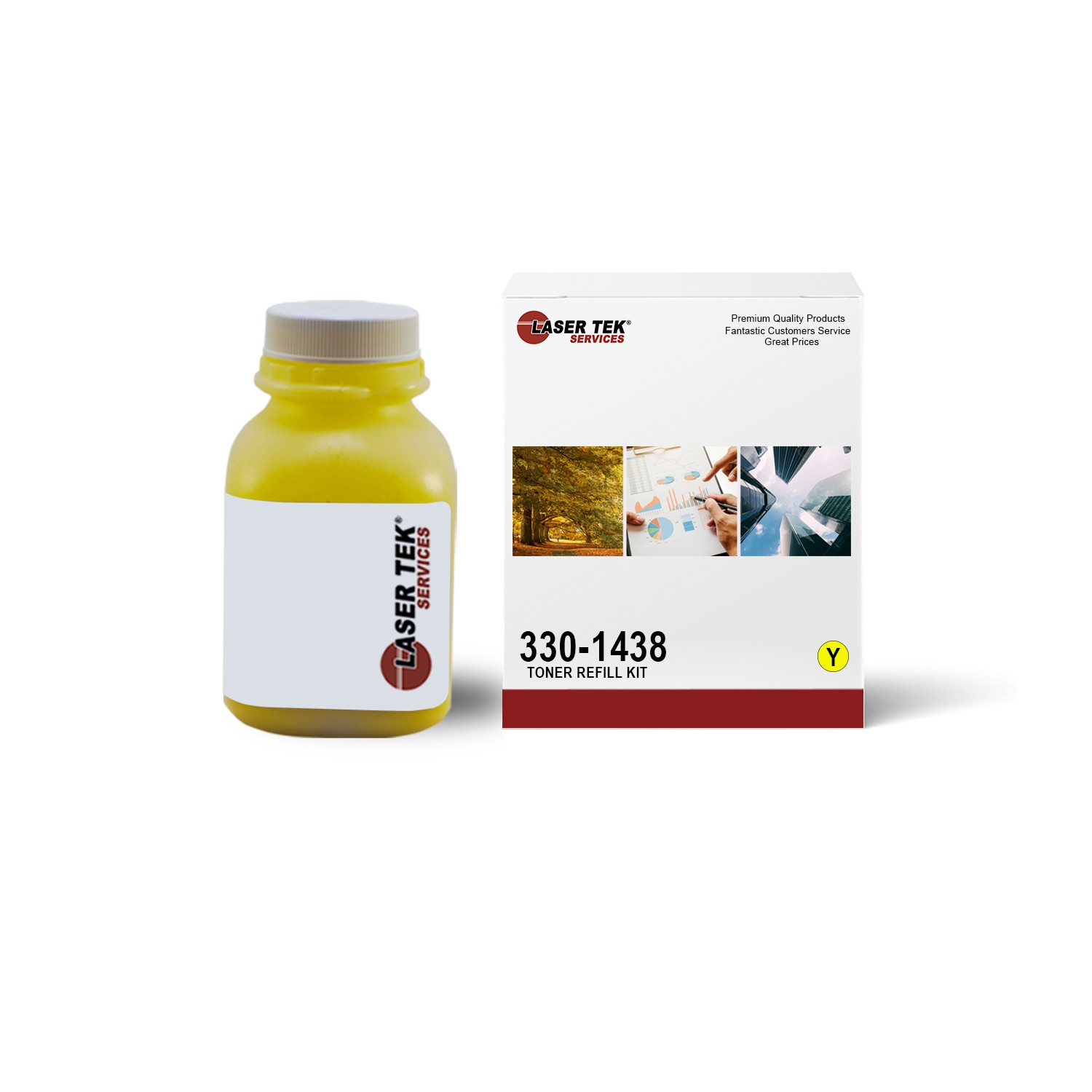 LTS 330-1438 / 330-1418 Yellow Toner Refill Kit Compatible for Dell 2130CN
