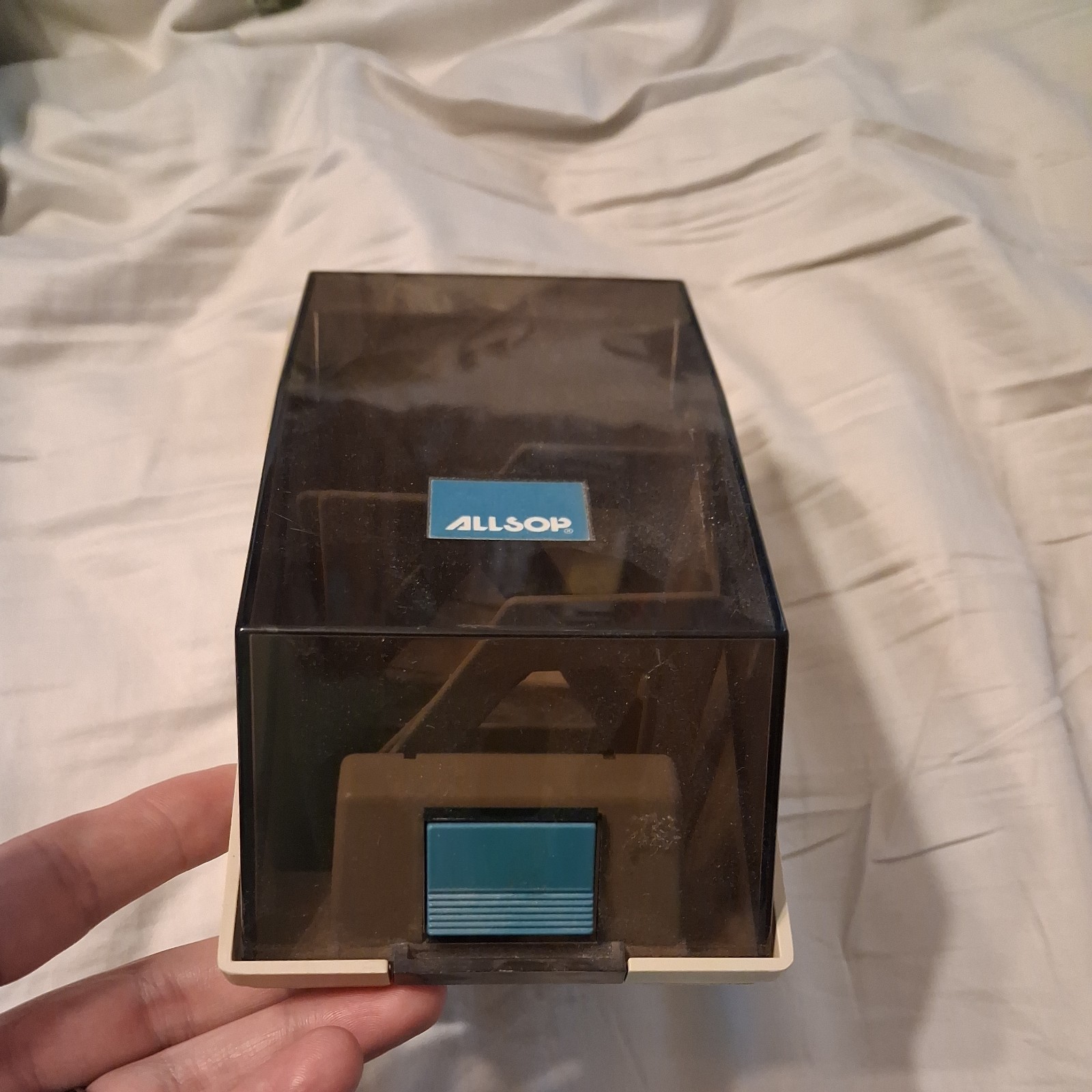 Vintage Allsop 3.5" Floppy Disk Storage Case Smoked Lid Plastic Box Holder