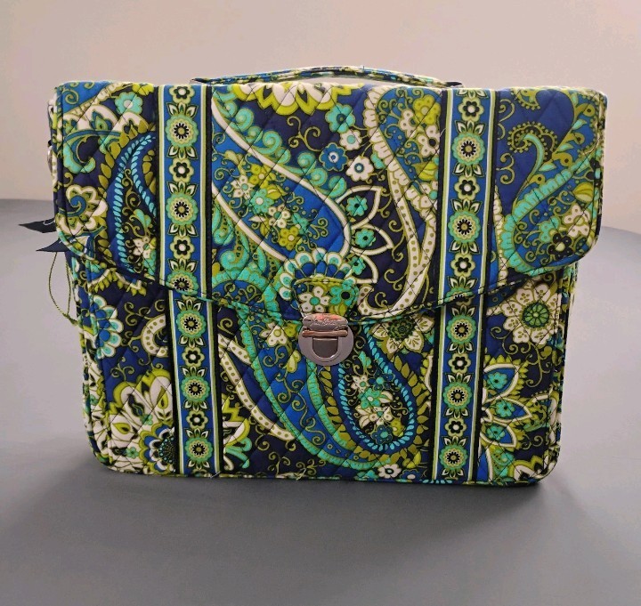 Vera Bradley Padded Cotton Messenger Bag 15" Laptop Paisley Multicolor 