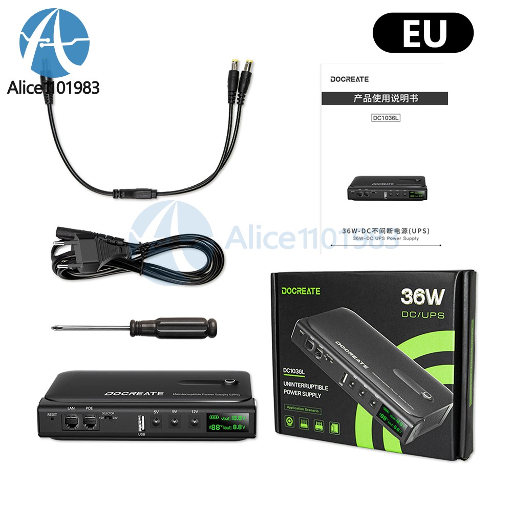 DC1036L 36W Digital UPS Uninterruptible Power Supply for Router 5V9V12V/15V/24V
