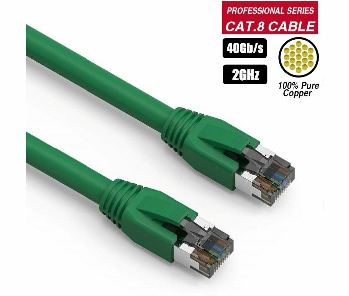 1Ft-50Ft Cat8 Shielded 24awg 40G RJ45 Network LAN Ethernet S/FTP Lot Cable Green