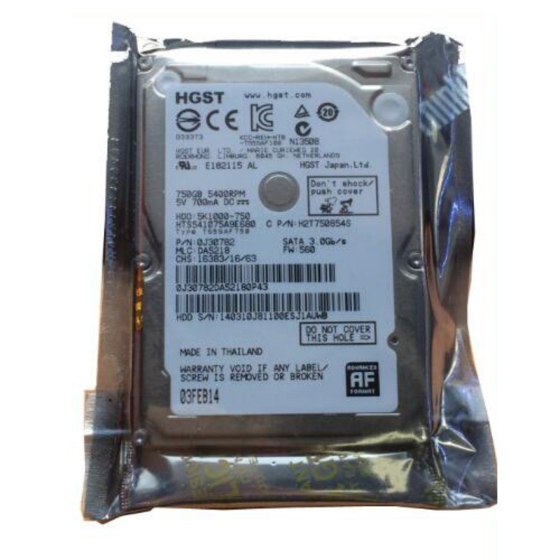 HTS541075A9E680 Hitachi 750GB 5400RPM 8MB SATA 2.5" Laptop Hard Disk Drive New