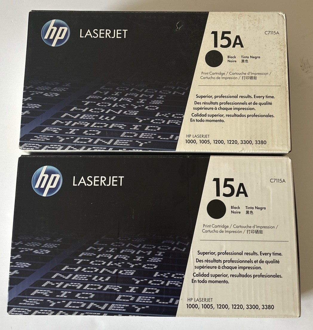 2x - NEW Genuine HP 15A (C7115A) Laserjet Black ink Toner Cartridge OEM Original