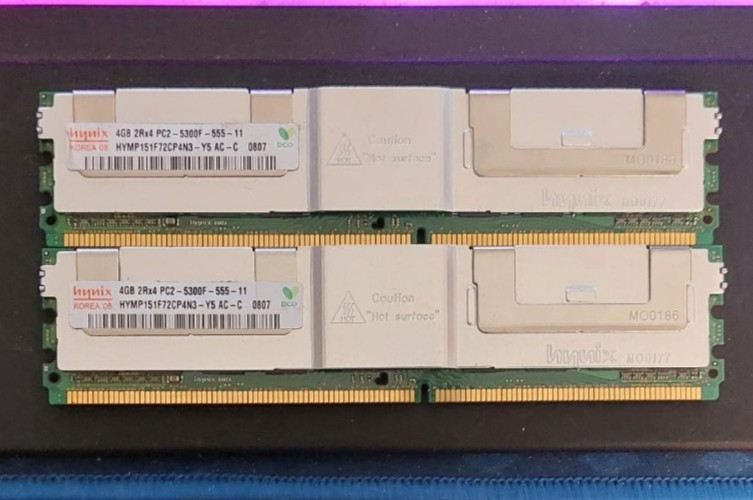 Pair (2) Hynix 4GB 2Rx4 PC2-5300F-555-11 HYMP151F72CP4N3-Y5 AC