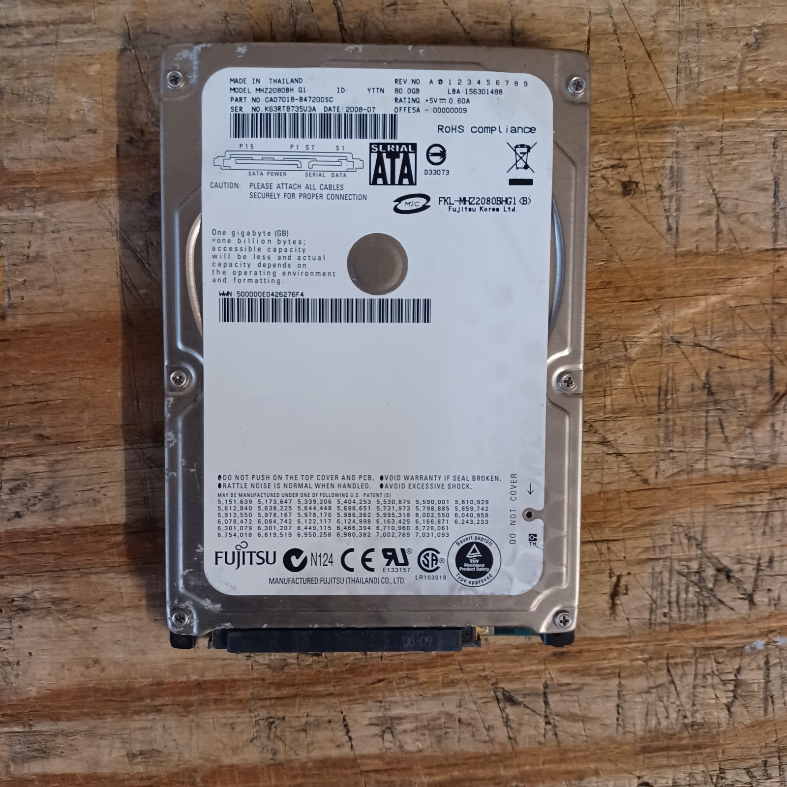 Fujitsu 80GB Internal 5400RPM 2.5" (MHV2080BH) HDD