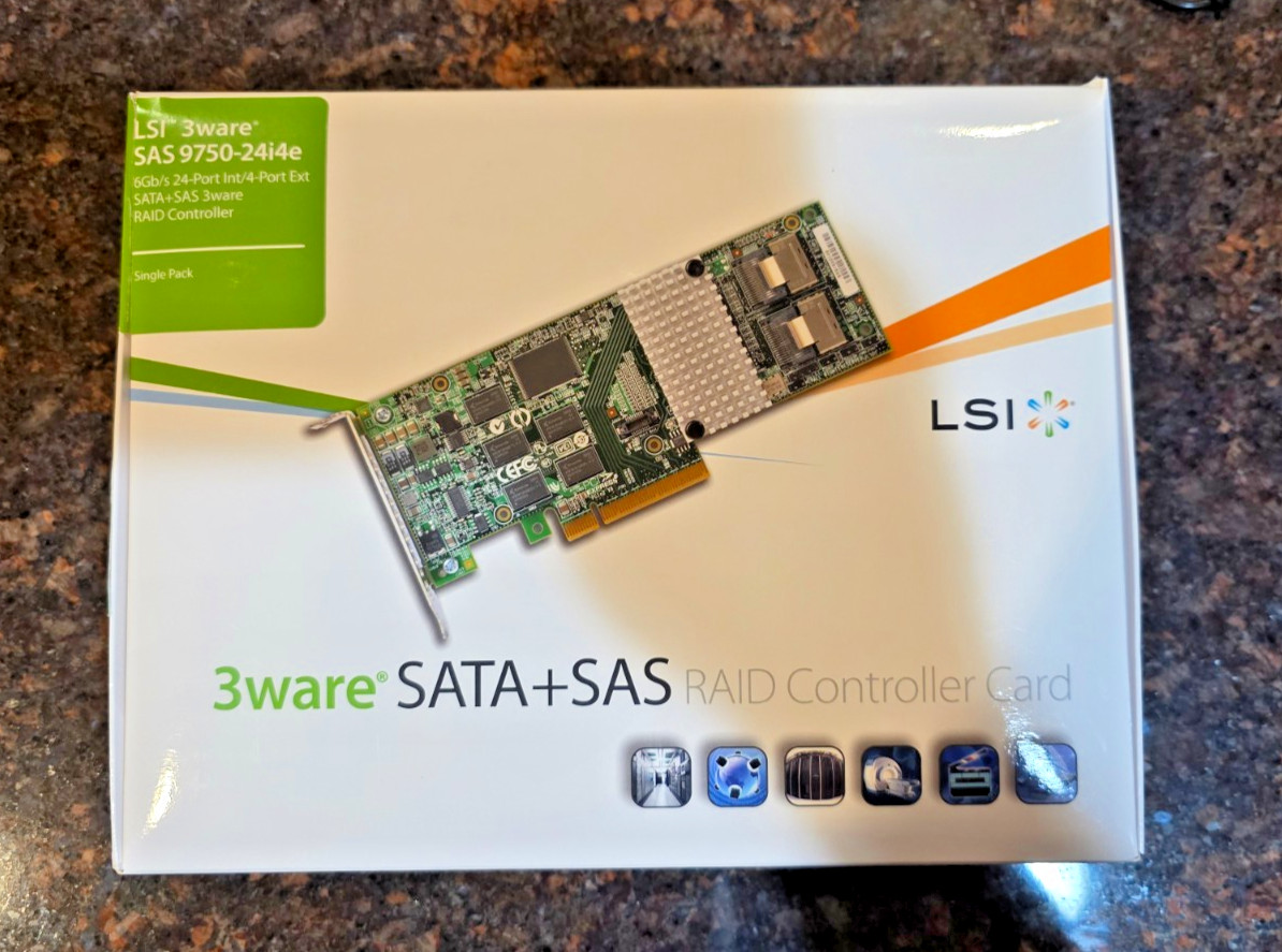 LSI Logic 3ware 9750-24i4e 24-port SAS RAID Controller New - 