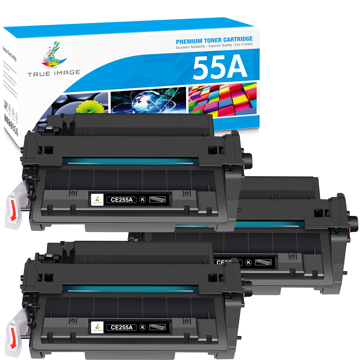3PK BK CE255A Toner Fits for HP LaserJet Pro 500 MFP M521dn M521dw M521DX M521DZ