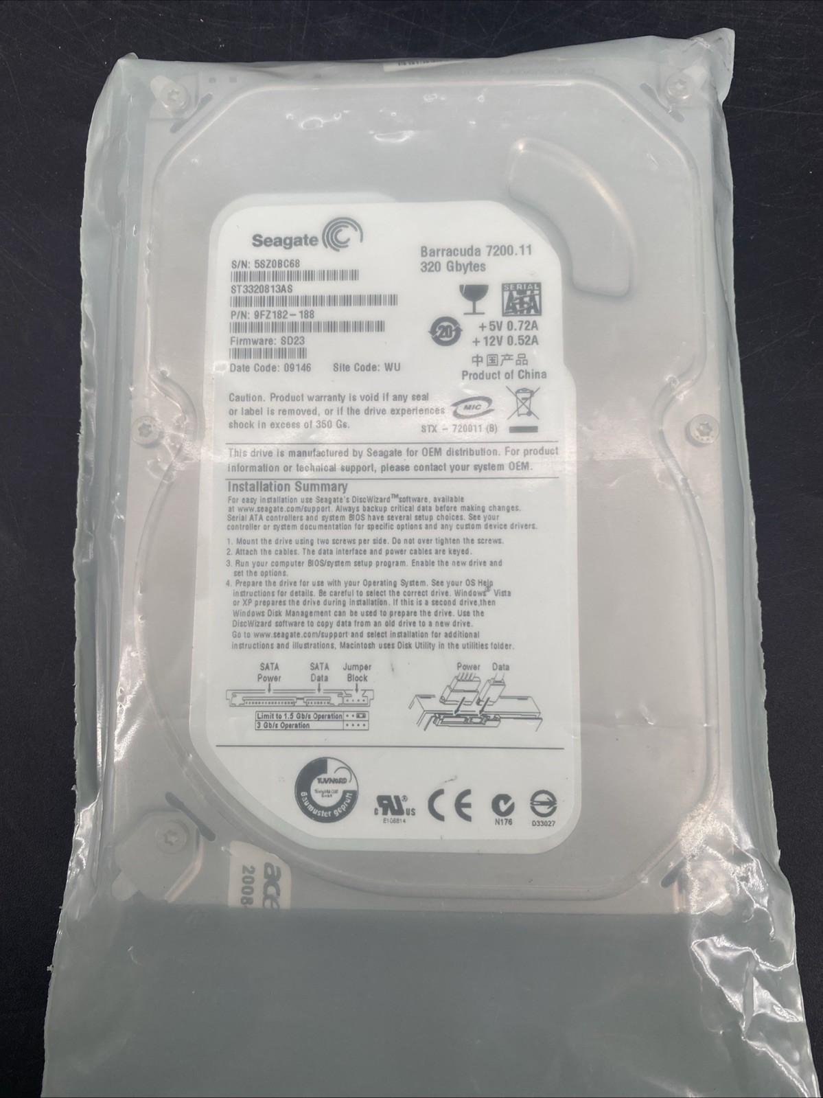 Seagate Barracuda 7200.11 350gb ST3320813AS 3.5" Hard Drive USED