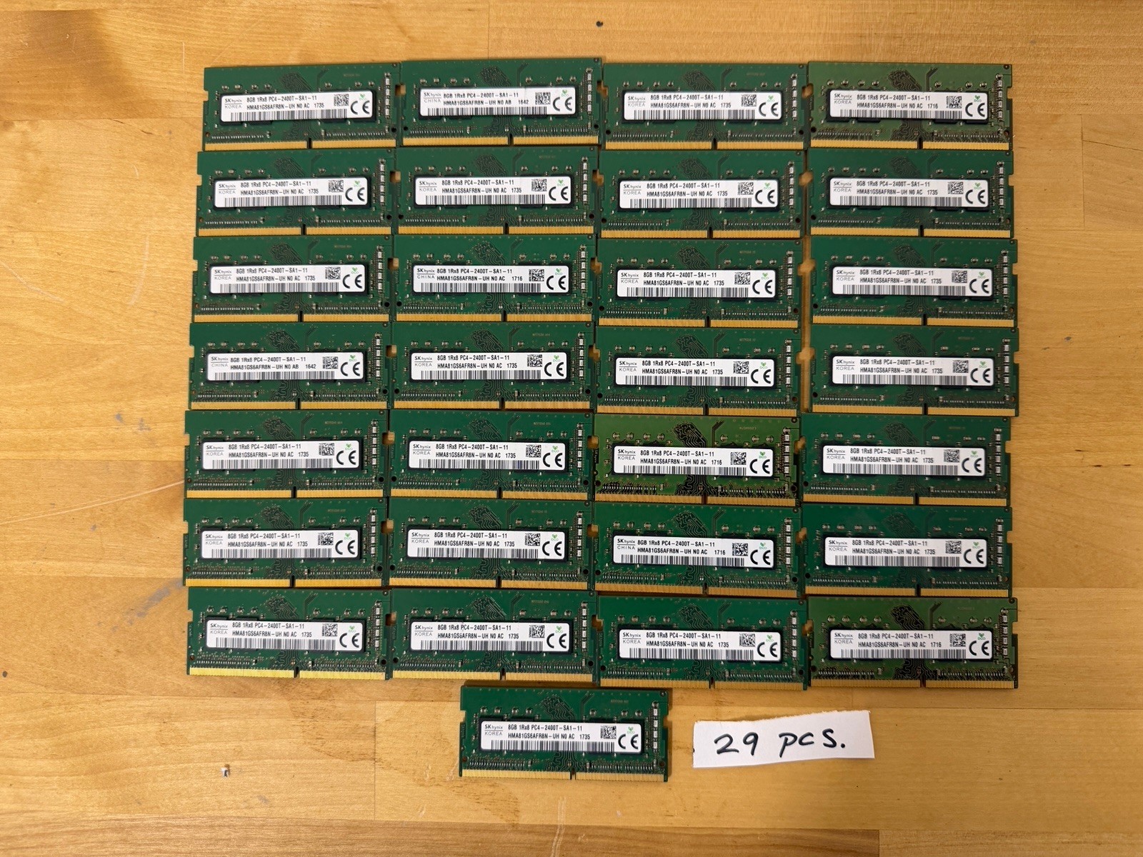 Lot of 29 - SK Hynix 8GB 1Rx8 PC4-2400T-SA1-11 Laptop Memory HMA81GS6AFR8N RAM