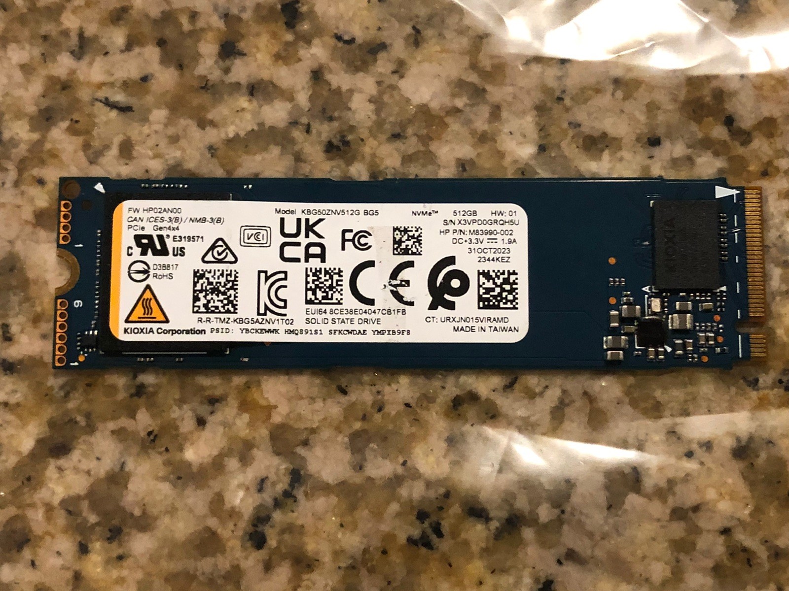 KIOXIA 512GB PCie M.2 2280 OEM PACKAGE