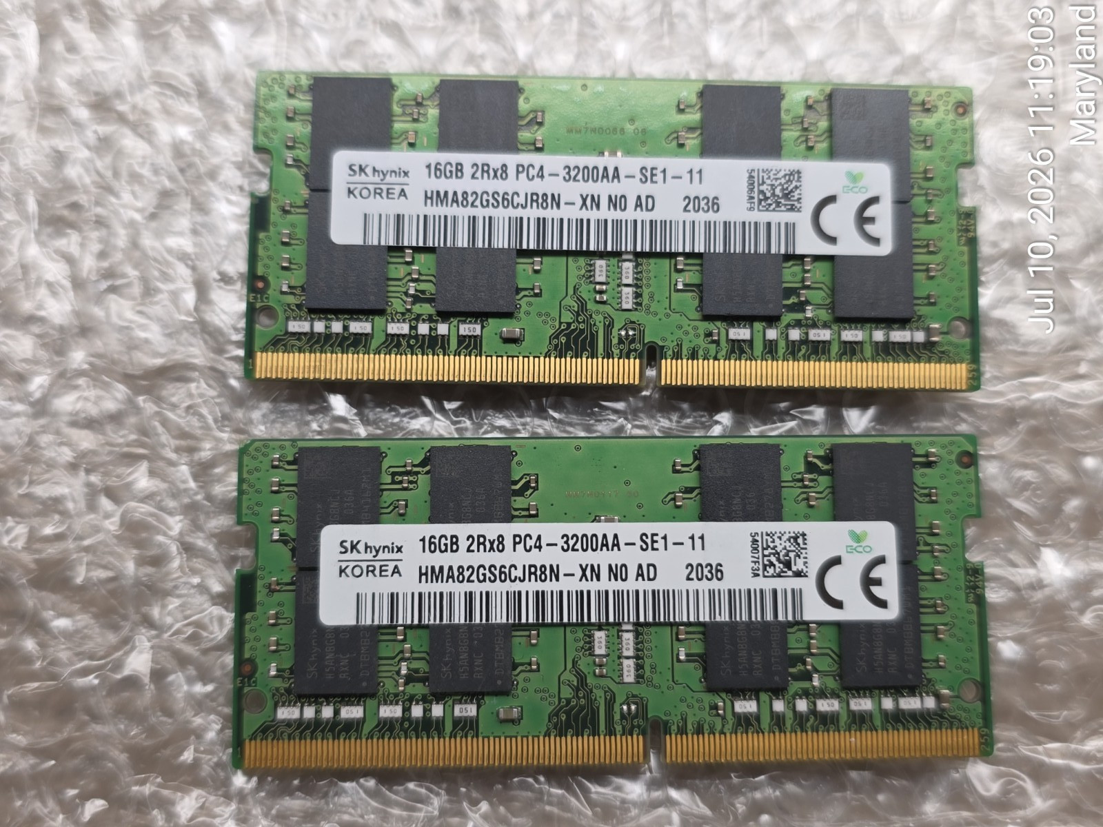 Samsung 16GB (Lot of 2)  (32gb Total) 2Rx8 PC4 3200AA Laptop Memory RAM