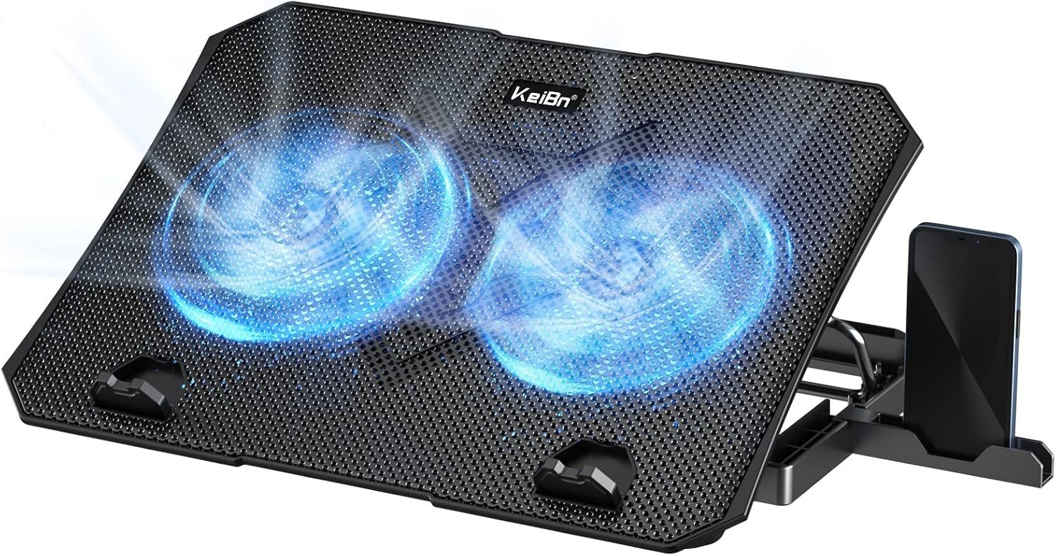 Laptop Cooling Pad Gaming Laptop Cooler 2 Fans for 10-15.6 Inch Laptops 5 Height